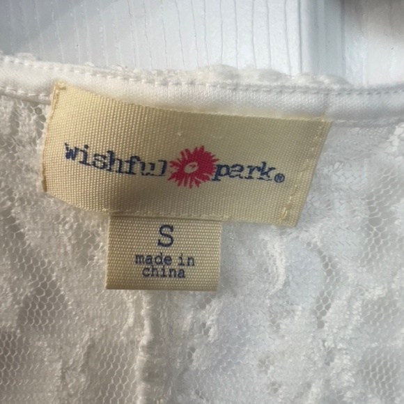 Wishful Park Size S Off-White Floral Lace Open Front Sheer Cardigan Kimono - Picture 2 of 5